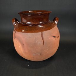 13' Round Clay Pot With Glazed Interior & Rustic Exterior