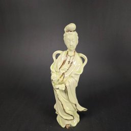 Vintage Celadon-Glazed Figurine Of Guanyin (Kwan Yin)