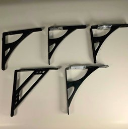 Lot Of 5 L-Shaped Metal Shelf Brackets – Decorative Cutout Design