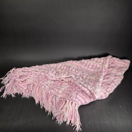 Hand Knitted Cable Pattern Blanket With Fringe Tassels - Super Soft - 60' X 54' (Without Fringe)