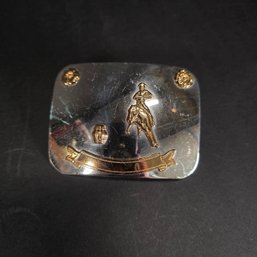 Vintage Oklahoma Made Nickel Silver Barrel Racing Rodeo Belt Buckle