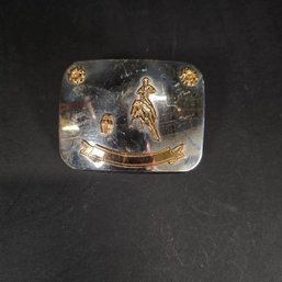 Vintage Oklahoma Made Nickel Silver Barrel Racing Rodeo Belt Buckle
