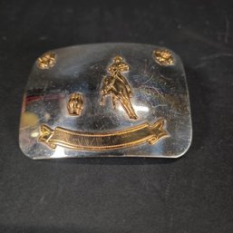 Vintage Oklahoma Made Nickel Silver Barrel Racing Rodeo Belt Buckle