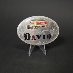 Handcrafted German Silver Safeway Belt Buckle - Personalized 'David'