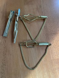 4 Vintage Mens Tie Clips