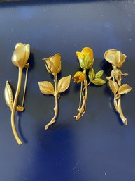 Assorted Costume Jewelry Brooches - Flowers