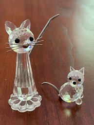 Pair Of Swarovski Crystal Cats