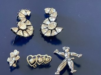 Assorted Costume Silver Tone Jewelry Brooches