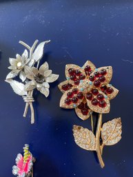 Rhinestone Brooch Craft Lot - A