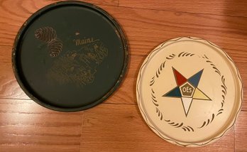 Tole Ware Painted Trays - Masons OES And Maine