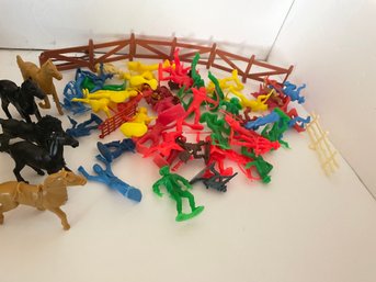 Collection Of Plastic Cowboys / Horses