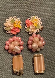 Vintage Clip On Costume Jewelry Earrings