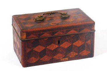 19th C. Tumbling Block Parquetry Box