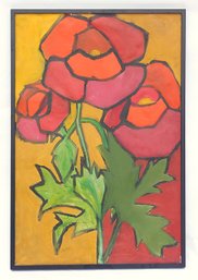 Expressionist Floral Painting Of Roses, Oil On Canvas