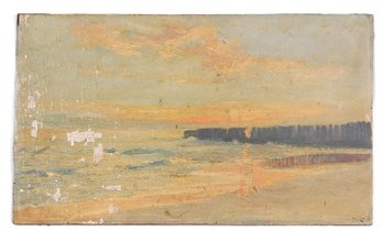 Naive Dutch Coastal Landscape, Oil On Board
