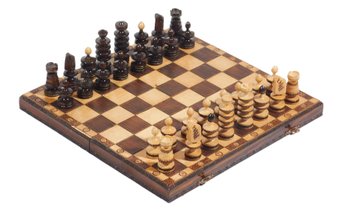 Hand Carved Chessboard And Pieces