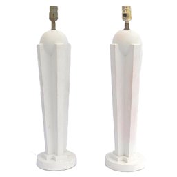 Pair Of Art Deco Revival Chalkware Lamps