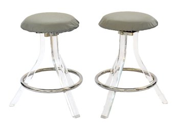 MCM Lucite & Chrome Barstools