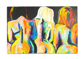 Contemporary Abstract Expressionist Study Of Three Women