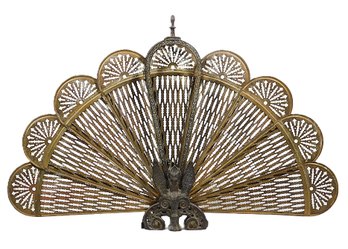 Brass Peacock Fan Firescreeen