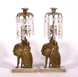 Pair Of Gilted  Figural Girandole Candle Holders