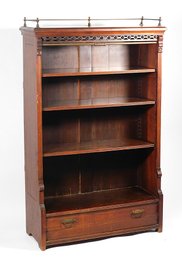 Victorian Open Bookcase With Brass Gallery Rail