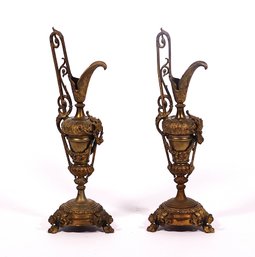 Pair Of Neoclassical Style Brass Ewers