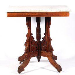 Victorian Eastlake Rectangular White Marble Table