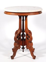 Victorian Oval White Marble Parlor Table