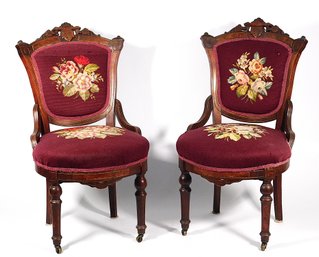 Pair Of Eastlake Needlepoint Side Chairs