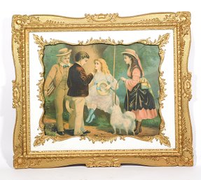 Victorian Era Hand Colored Lithograph Of Children