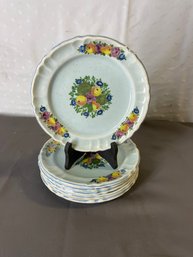 6 Floral Ceramic Glazed Dessert Plates