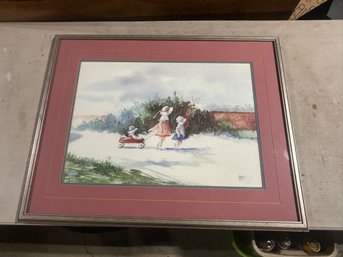 Signed Limited Edition Framed Print Of Children With Wagon By Annetta Nichols 59 Of 1920