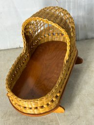 Vintage Wicker Doll Bassinet