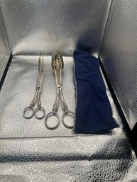 Pair Of Vintage England  Silver Plated Tongs-  Pastry Tongs & Sald Tongs