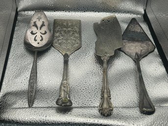 Lot Of 4 Vintage Silver-plated Cake And Pie Servers