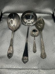 Lot 4 Vintage Silver-plated Serving Spoons, Reed & Barton Or Wallace's