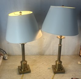 2 BRASS LAMPS, TESTED AND WORK.
