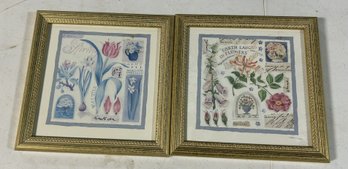 PAIR OF  Framed Botanical Print Featuring Illustrations Of Spring Flowers
