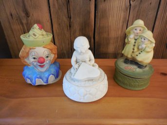 3 Vintage Ceramic Music Boxes