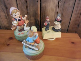 3 Vintage Ceramic Music Boxes