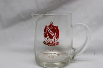 1959 THE FOUNDERS DAY BALL GLASS PITCHER