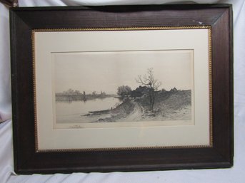 Antique Matted And Framed B&w Signed Print