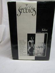New Vintage Crystal Clear Studios Decanter & 6 Wine Glasses Valerie Pattern