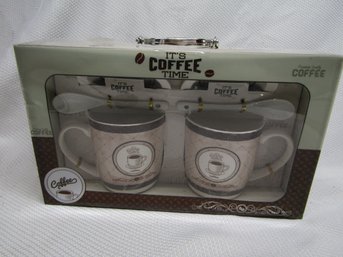 NIB Its Coffee Time Cups Saucers And Spoons