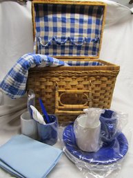 Wicker Picnic Basket & Setting For 4
