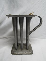 Taper Candle Mold Primitive Tin Metal 6 Hole Candlestick Maker W/handle