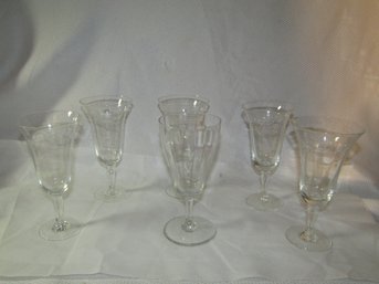 Assortment Of Etched Wine Glasses