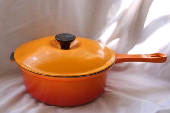Le Creuset 22 Orange Flame Sauce Pan With Lid