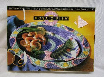 NIB Mosaic Fish Chip And Dip Set NIB